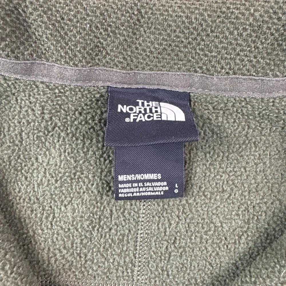 The North Face Mens Large Olive Green 1/4 Zip Fleece Pullover Textured Sweater